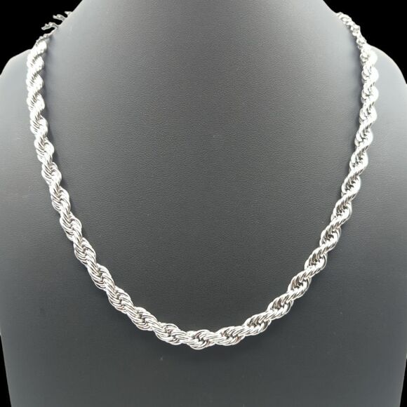 24" x 7mm 316L Stainless Steel Rope Chain. - Picture 2 of 7